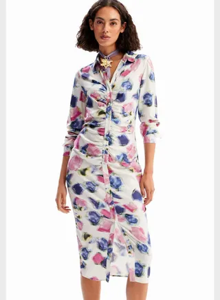 Printed Button Detail Dress