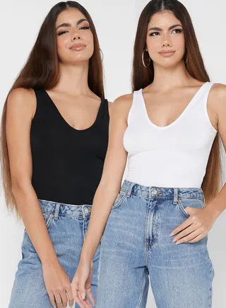 2 Pack Scoop Neck Knitted Body