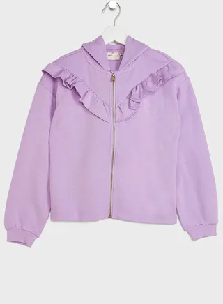 Kids Frill Zipper Hoodie