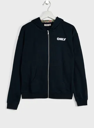 Kids Organic Logo Zip Through Hoodie