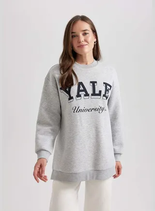 Woman Bike Neck Long Sleeve Knitted Sweat Tunic
