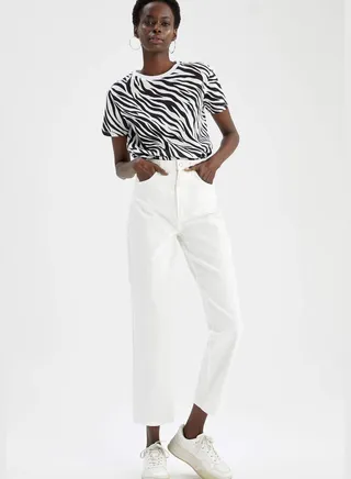Ankle Length High Waist Straight Cut Trousers
