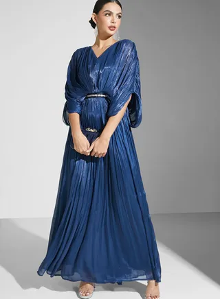 Nour Shimmer Dress With Drape Detail