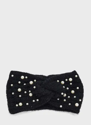Pearl Knitted Winter Headband
