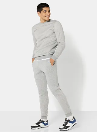 Basic Sweatshirt and Pants Set