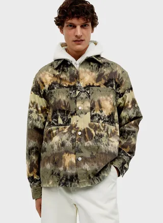Camouflage Print Relaxed Fit Shacket
