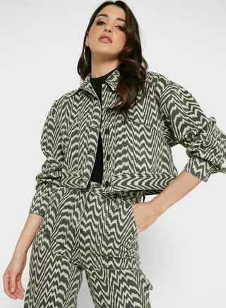 Printed Button Detail Jacket