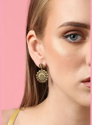 Gold Plated Party Designer Stone Drop Earring For Women