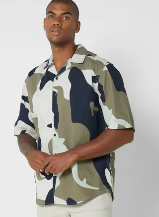 Camo Aop Print Regular Fit Shirt