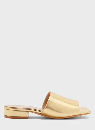Metallic Square Toe Sandal
