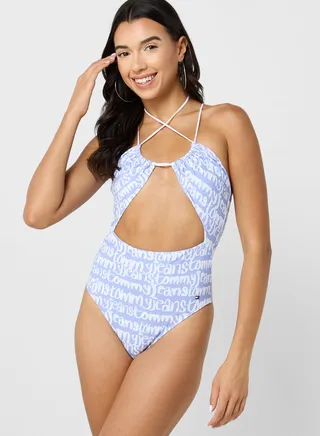 Printed Cut Out Swimsuit