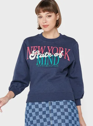 Crew Neck Graphic Sweatshirt