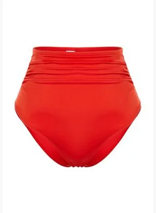 Red Smooth High Waist Bikini Bottom TBESS20BA0018