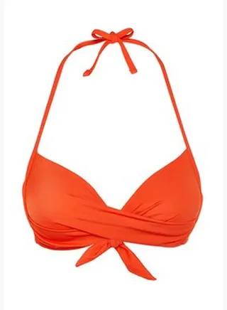 Red Balconette Push Up Bikini Top