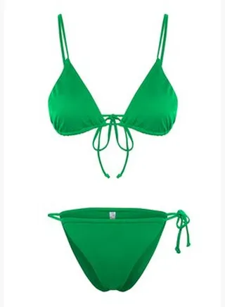 Green Triangle Tunnel High Leg Bikini Set