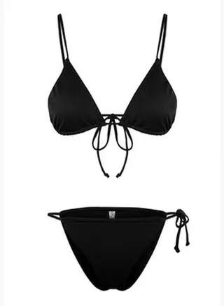 Black Triangle Tunnel High Leg Bikini Set