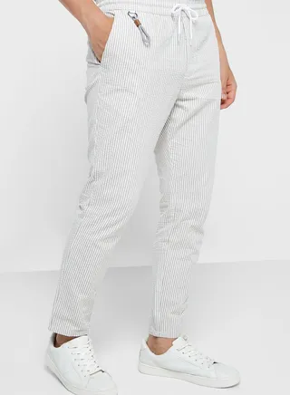 Striped Tapered Fit Pants