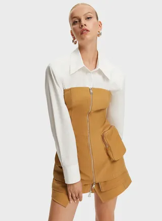 Strapless Crop Top with Cargo Pocket