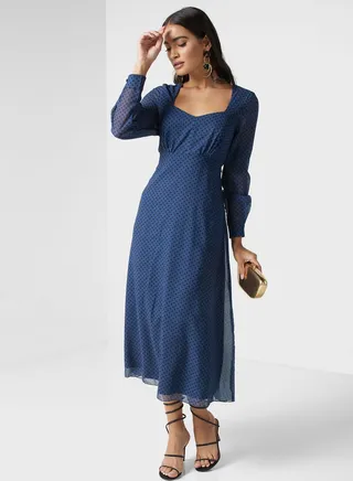 Square Neck Printed Dress