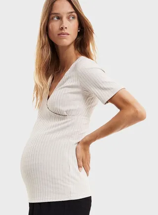 Surplice Neck Ruched Detail Top