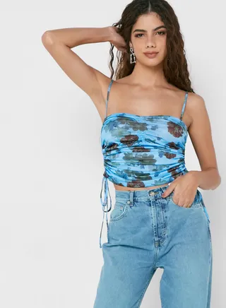 Tie Detail Strappy Printed Top
