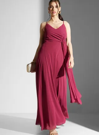 Strappy Front Knot Bridal Dress