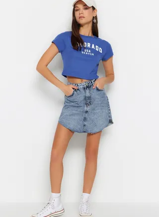 High Waist Denim Skirt