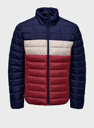 Colour Block Quilted Puffer Jacket
