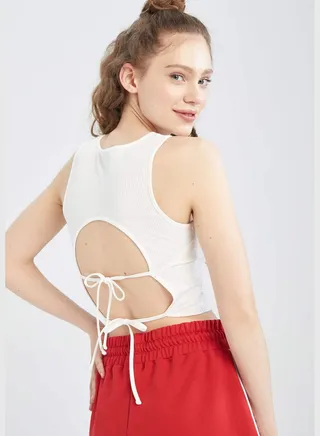 Fitted Sleeveless Back Detail Vest
