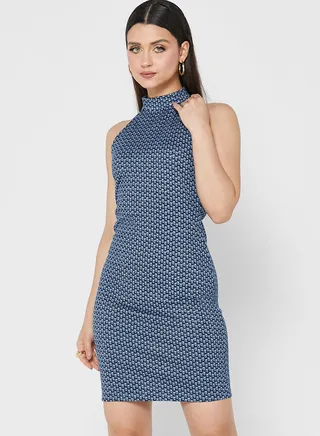 Halter Neck Printed Dress