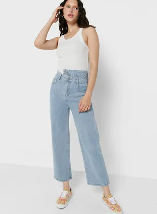 Overlap Waist Mom Jeans