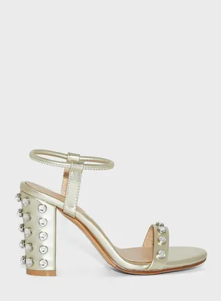 Youmna Metallic Stone Detail Heel Sandal