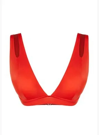 Red Triangle Bikini Top With Cut Out/Window