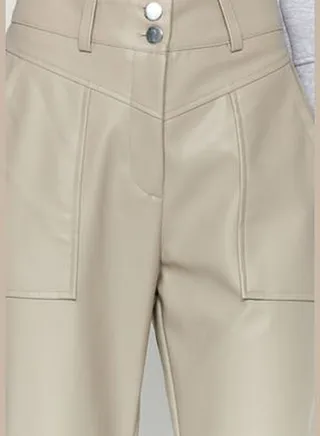 Mink Cigarette Woven Faux Leather Pants TWOAW22PL0347