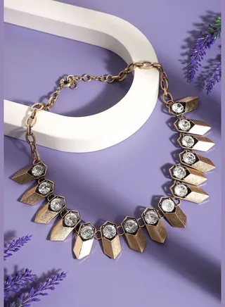 Gold Plated Designer Stone Party Necklace For Women