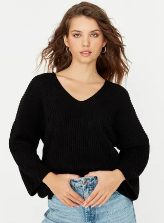V-Neck Knitted Sweater