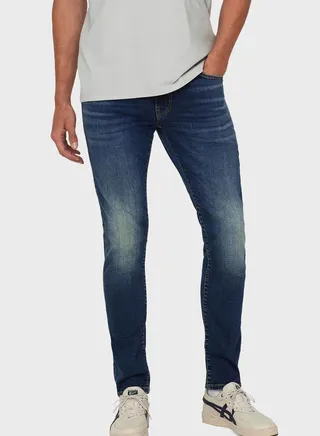 Mid Wash Skinny Fit Jeans