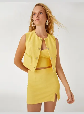 Split Detail Cotton Mini Skirt