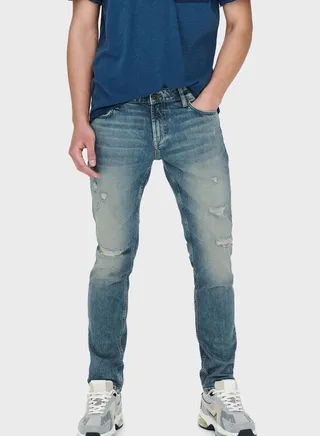 Mid Wash Slim Fit Jeans
