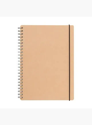 High-Quality Paper Double Ring Notebook with Dot Grid, 70 Sheets, A5, Beige