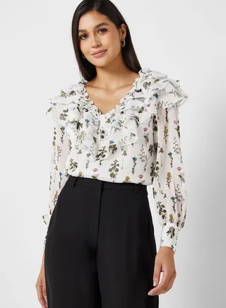 Printed V-Neck Top