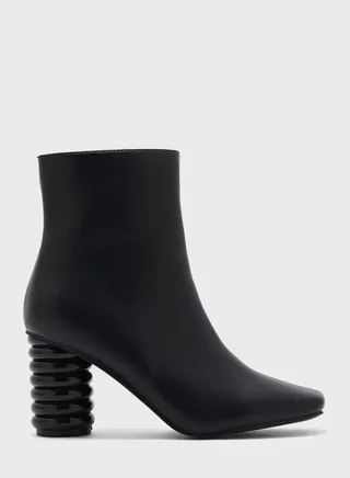 Square Toe Boot With Interest Heel