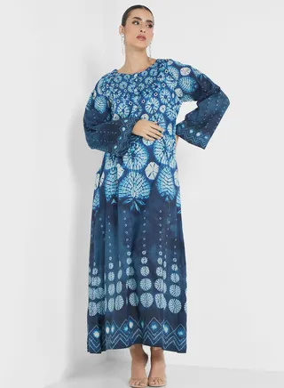 Side Slit Printed Jalabiya