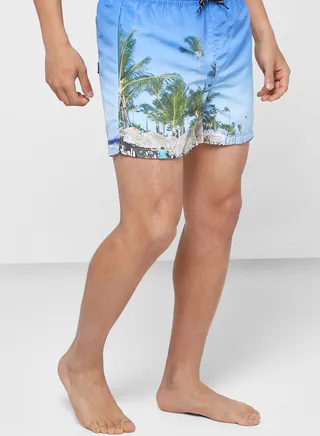 Beach Print Swim Shorts