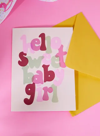 Hello Sweet Baby Girl Welcome Card