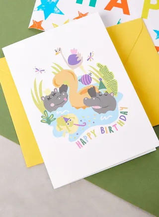 Hippos - Age 2 Year Card
