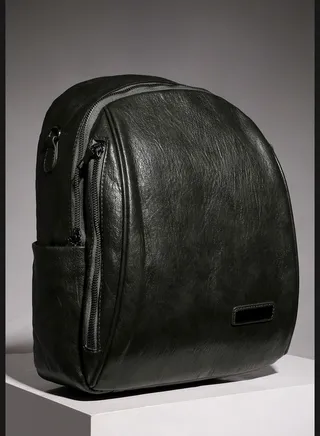 Solid Zip Lock Regular Vegan Leather Backpack with Detachable Strap For Women