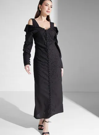 Shoulder Cut Out Detail Dress