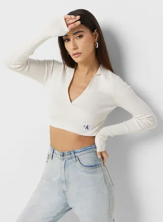 Polo Neck Crop Sweater