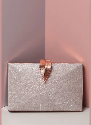 Textured Party Regular Clutch Bag with Push Lock For Women